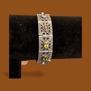 Elegant Silver Multi-Gemstone Bracelet